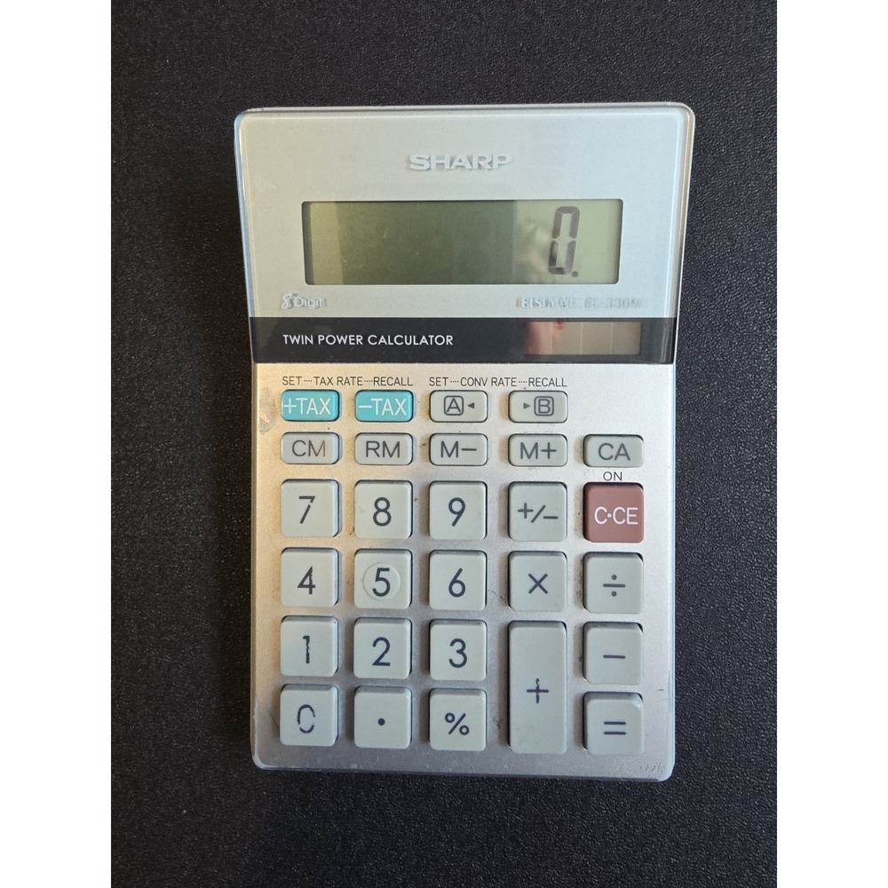Sharp EL-330M 8-Digit Twin Power Calculator Solar/Battery LCD Handheld TESTED